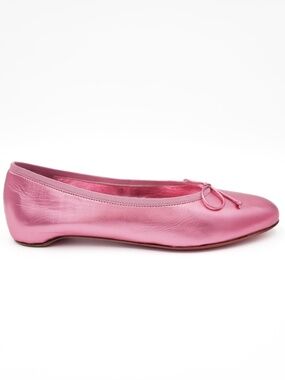 Christian Louboutin Pink Metallic Leather Ballet Bow Flats EU 37